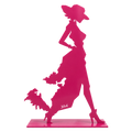 Une statue rose brillante de 1m60 avec un socle 